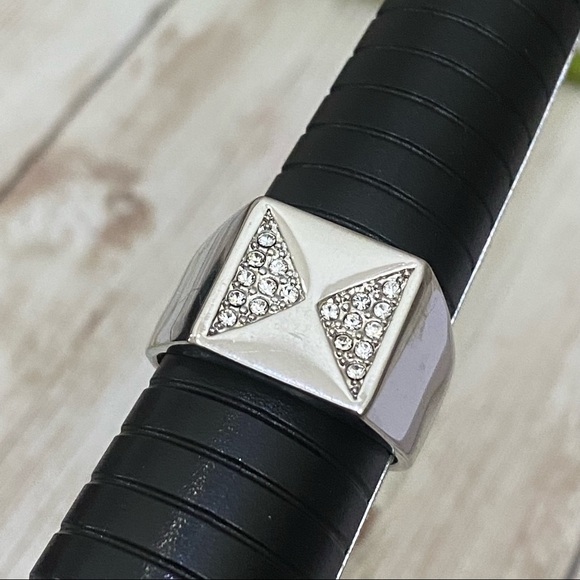 Polished Silver-tone Clear CZ Unisex Ring Size 13 - Picture 9 of 11